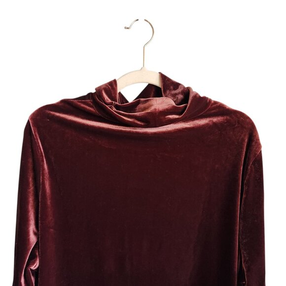 Talbots Shirt Women's 3X Red Burgundy Wine Velvet Mock Neck NEW Top Blouse - Picture 9 of 10
